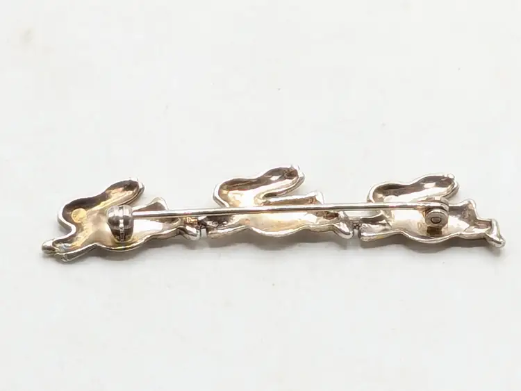 Sterling Silver Bunny Brooch Bar Pin Rabbit Rabbit
