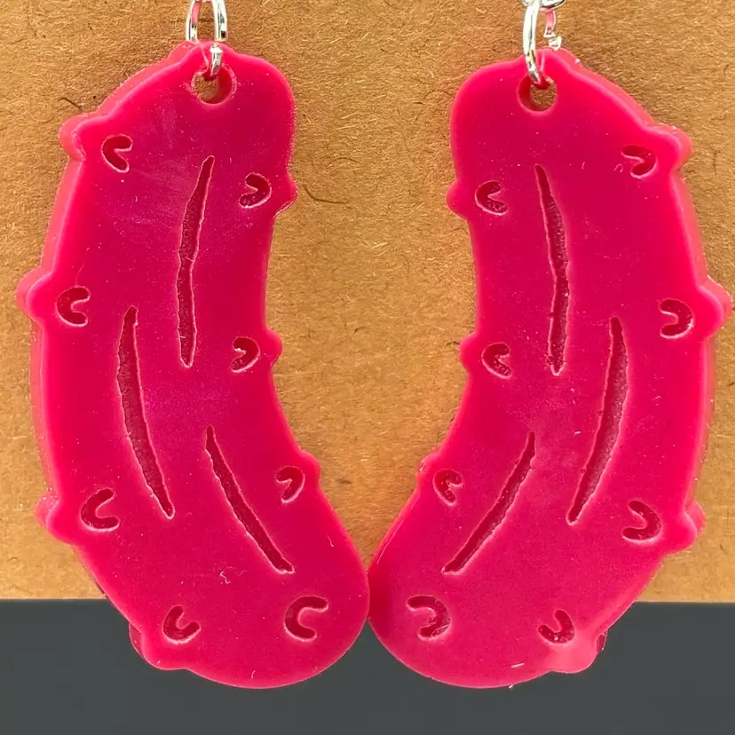 Solid Magenta Pickle Dangle Earrings - Made By Me