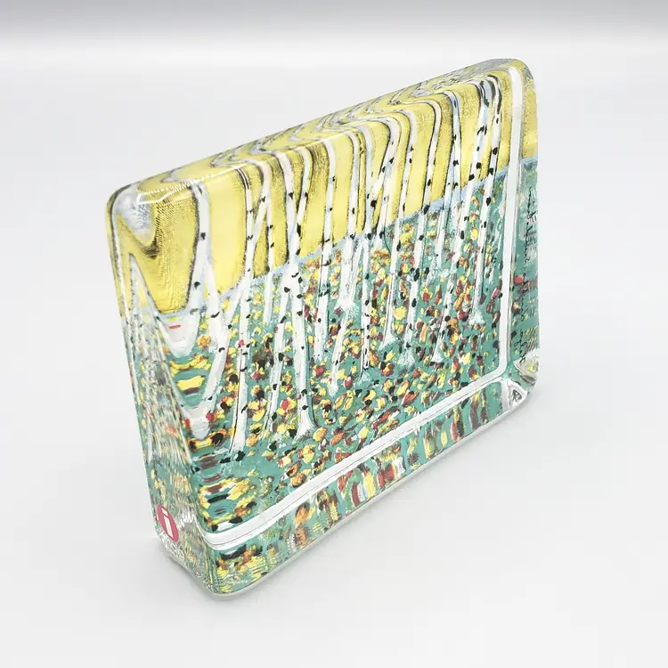 Vintage IIttala Glass Card Paperweight by Heljä Liukko Sundström,  Birch Trees