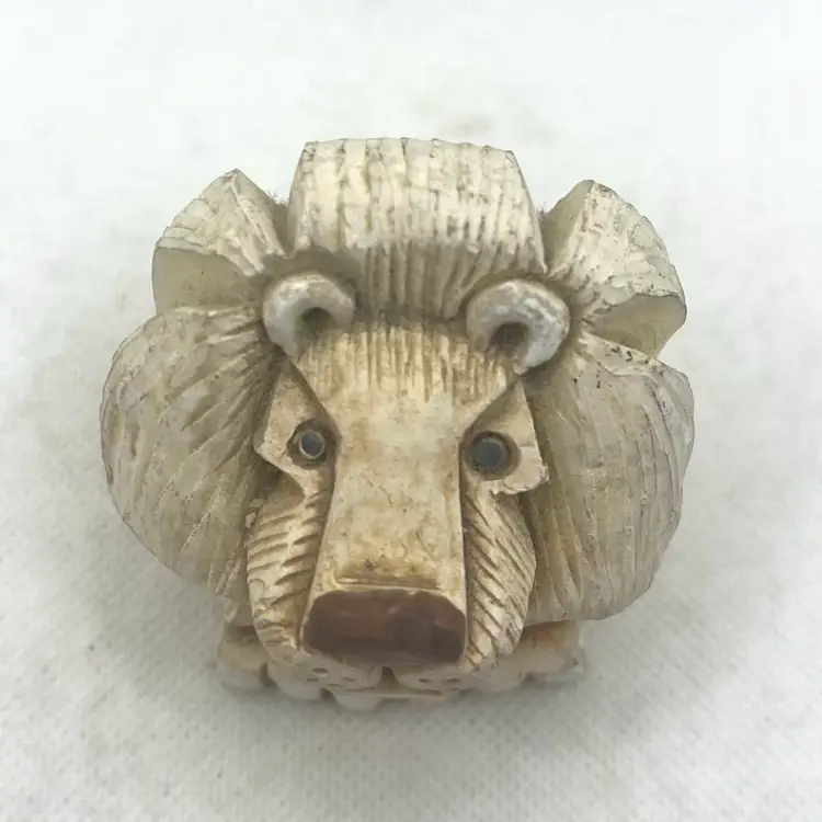 Vintage Artesania Rinconada hand carved clay lion figurine from Uruguay