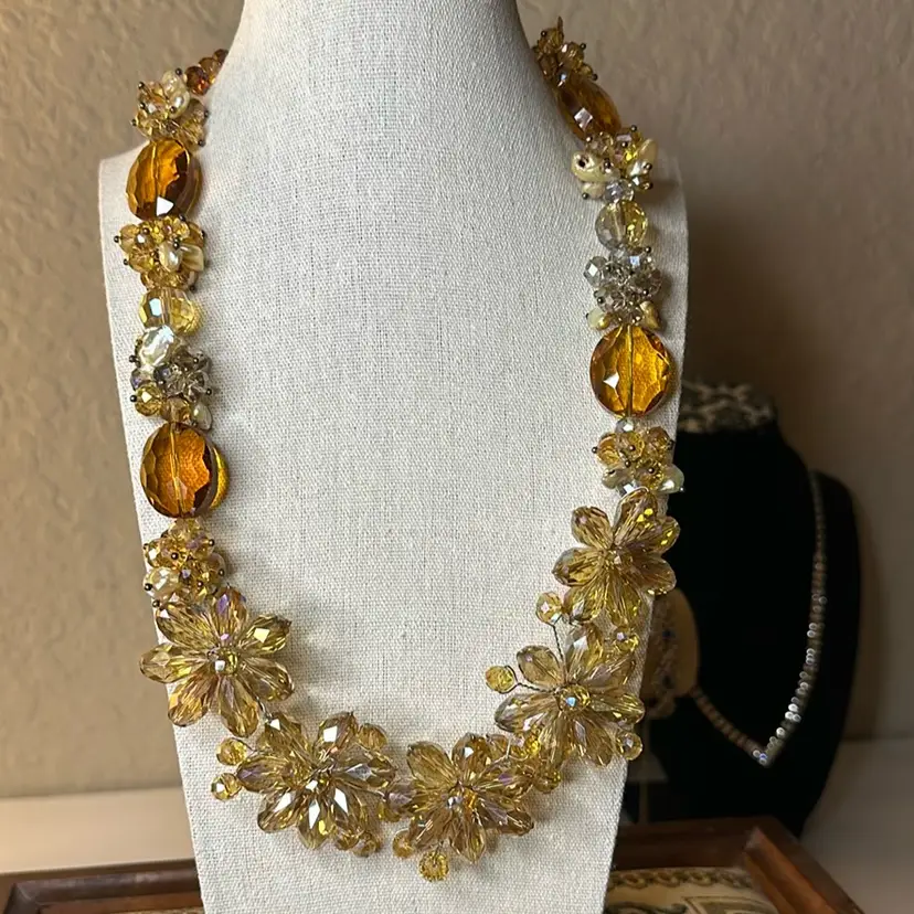 Artisan Made Vintage All Glass With Mothers Of Pearl Beads