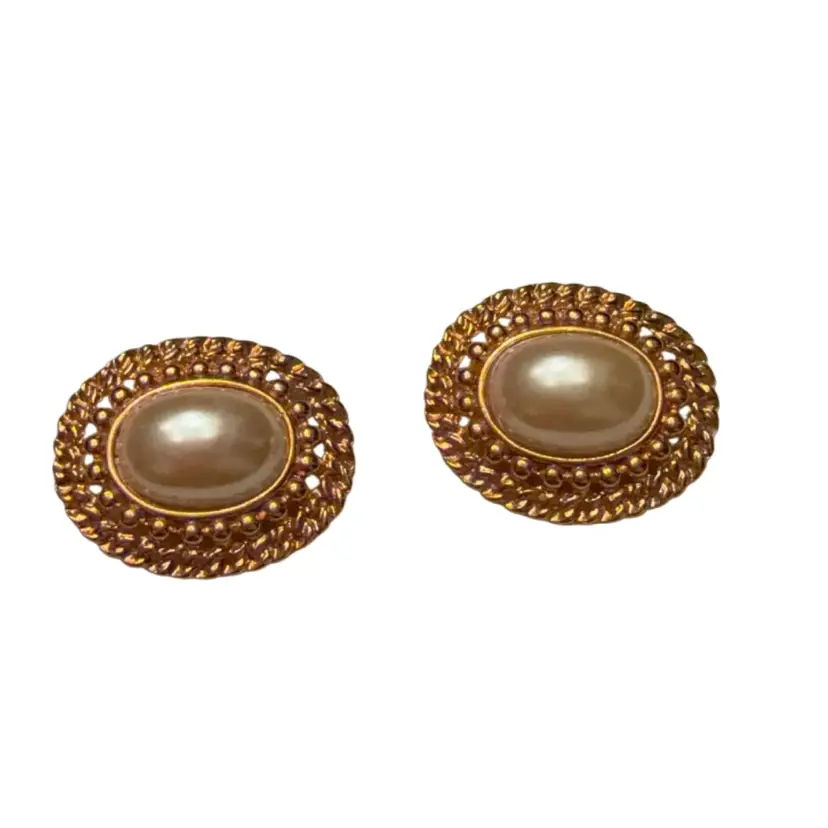 Vintage Shoe Clips Cabochon and Gold Tone