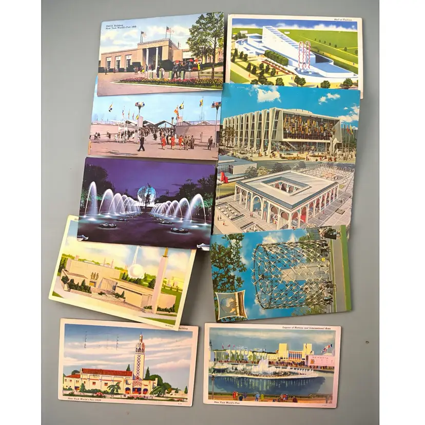 10 MCM New York Worlds Fair Post Cards - 2 Unused -