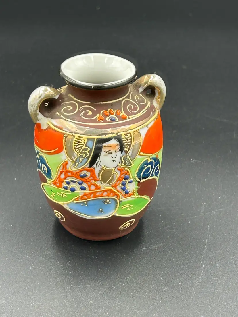 Vintage Gold Castle Hand Painted Mini Vase Urn Shaped Japan