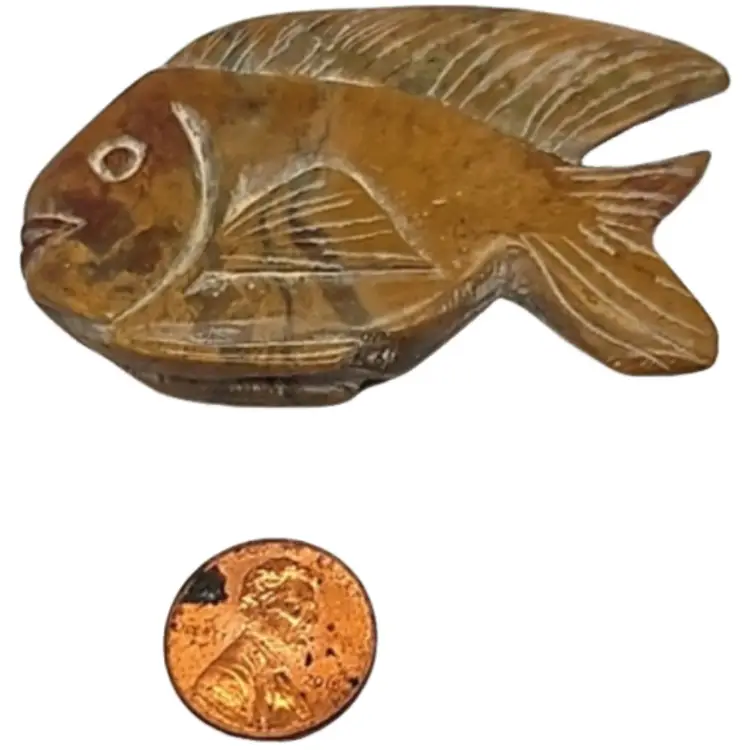 Hand Carved Stone Fish Sculpture Paperweight