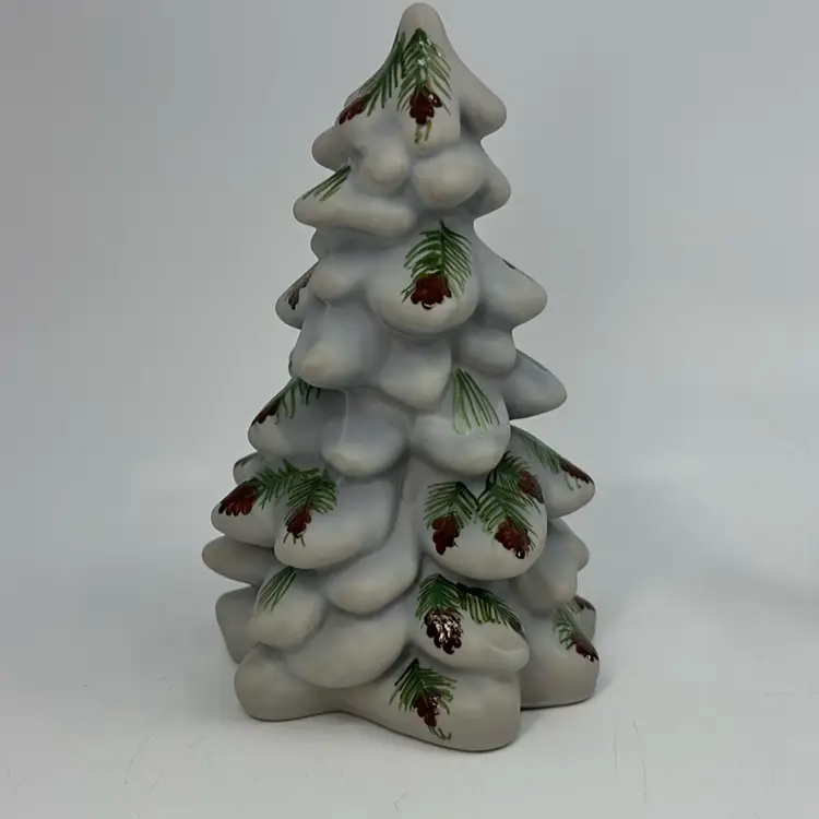 Gray Slag & Satin Pinecone Trees 2.75” & 5.5” & Green Satin Deer 3.75” Set Mosser Glass