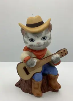Bronson Ceramics 1993 Cowboy Cat Playing A Guitar