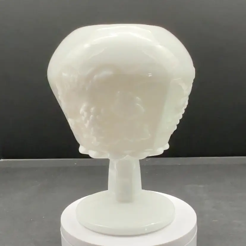 Westmoreland Milk Glass Paneled Grape Ivy Ball Pedestal Vase | Vintage | *GLOWS*