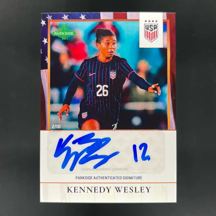 Kennedy Wesley 2026 Parkside USWNT Team Set Super Secret Autograph American Flag /10 Soccer Card