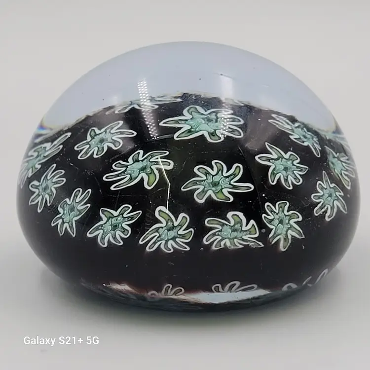 Murano? Style Floral Millefiori Cane Domed Paperweight