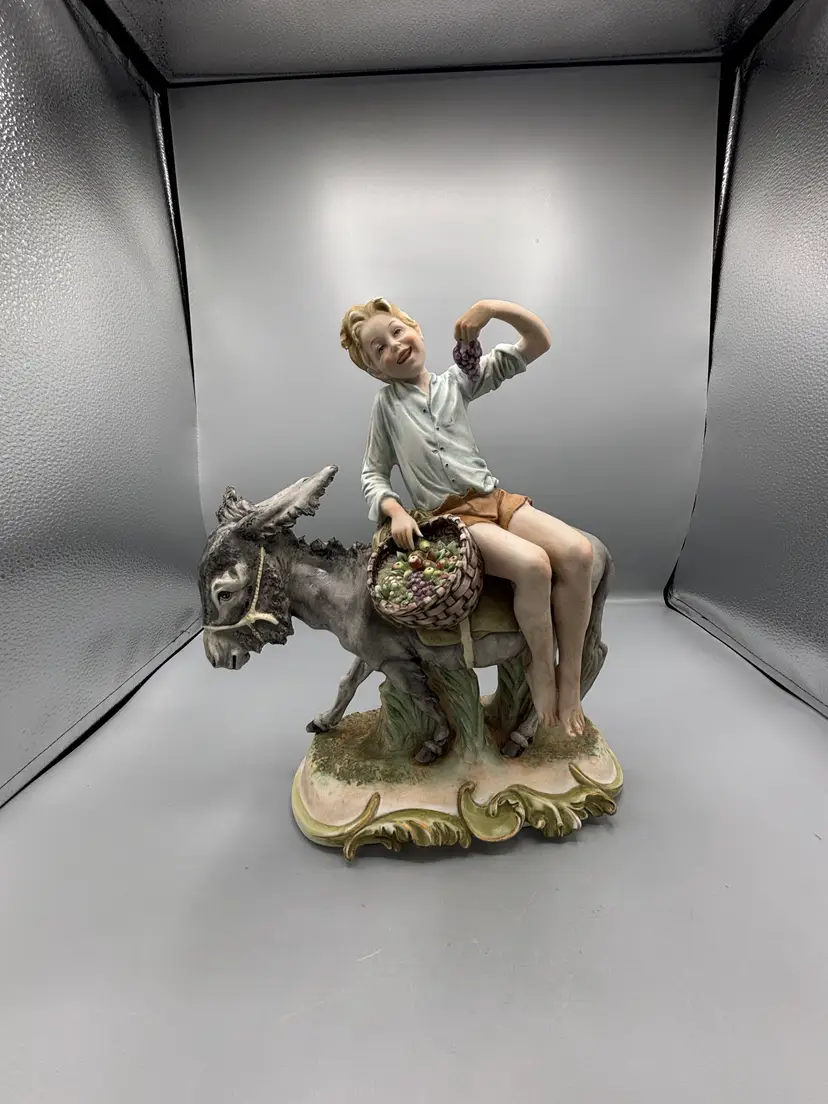 Vintage Capodimonte " Boy on Donkey"