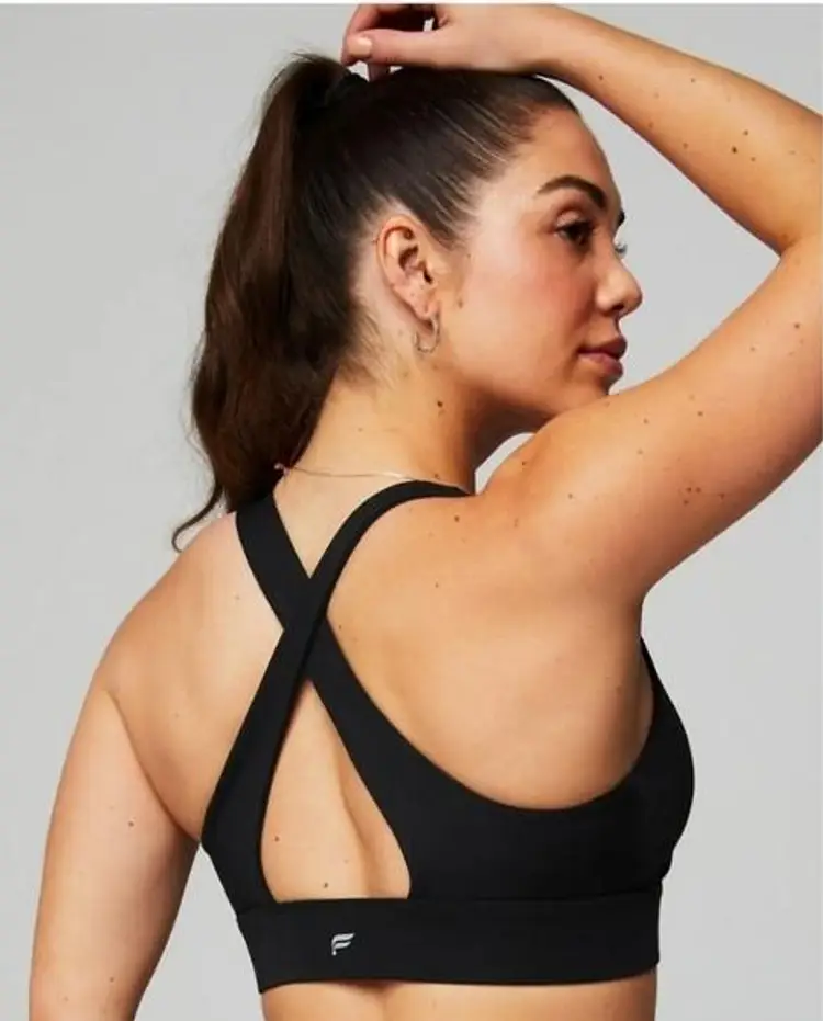 Fabletics Black Oasis Twist Sports Medium Impact Bra Size Large