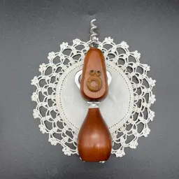 VTG 1960s MCM Wine Corkscrew Kitschy Wood Barware