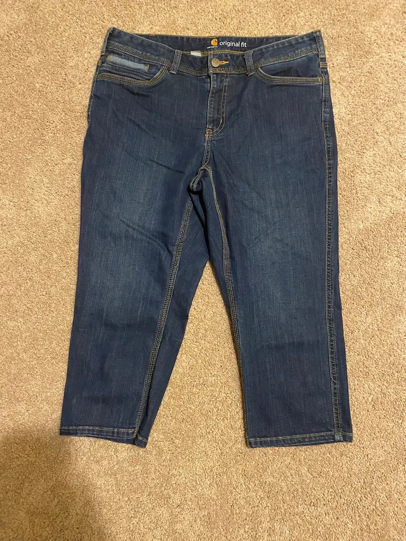 Carhartt Women's Size 12 Crop Original Fit Capri Denim Blue Jeans