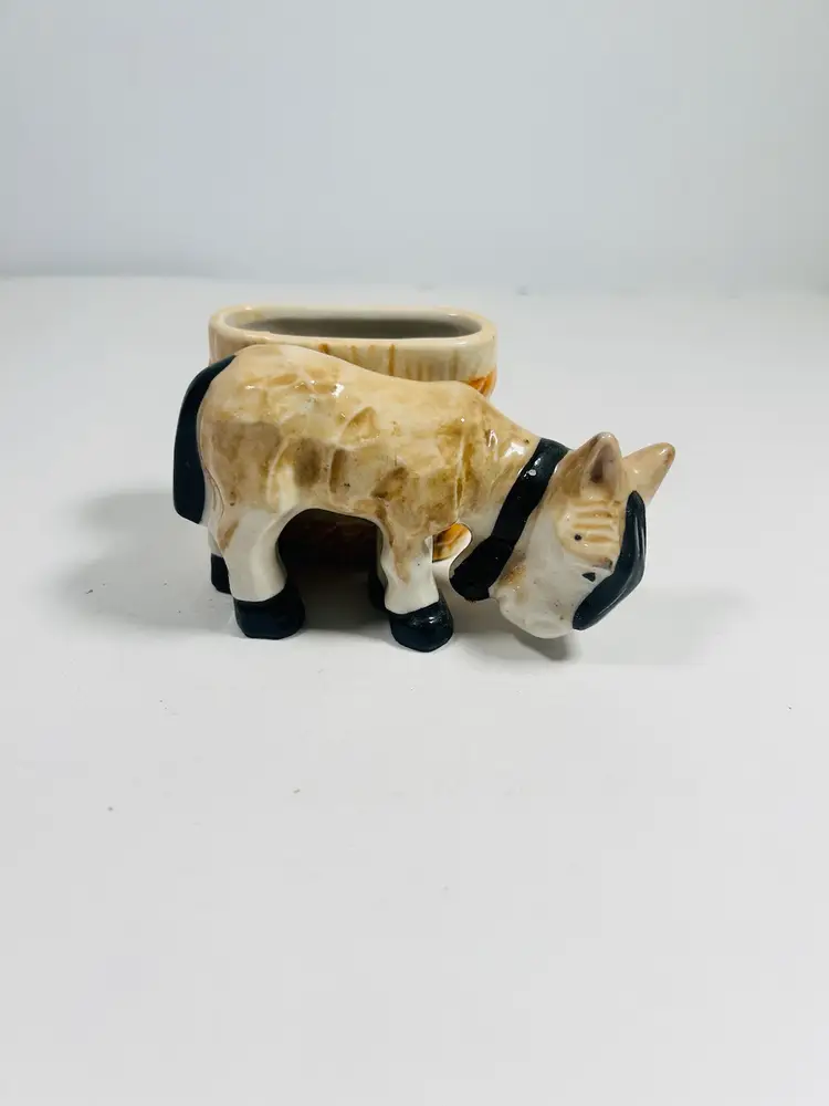 Vintage Donkey/Burro Planter Figurine-2.5" x 3.5"-Ceramic