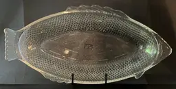 VTG Glasbake Glass Fish-Shaped Dimensional Serving Plate Platter