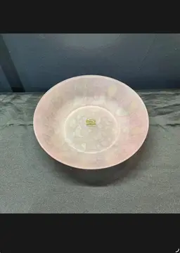 Vintage Durand France Art Glass Bowl Pink Mottled Hand Painted Original Sticker