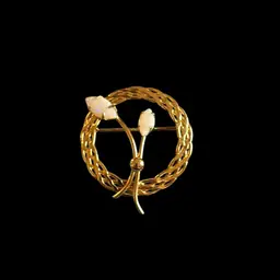 Star ART  Brooch Gold Tone Circle Flower Brooch With Opal Stones As Flowers 1/20 Yellow Gold Fill