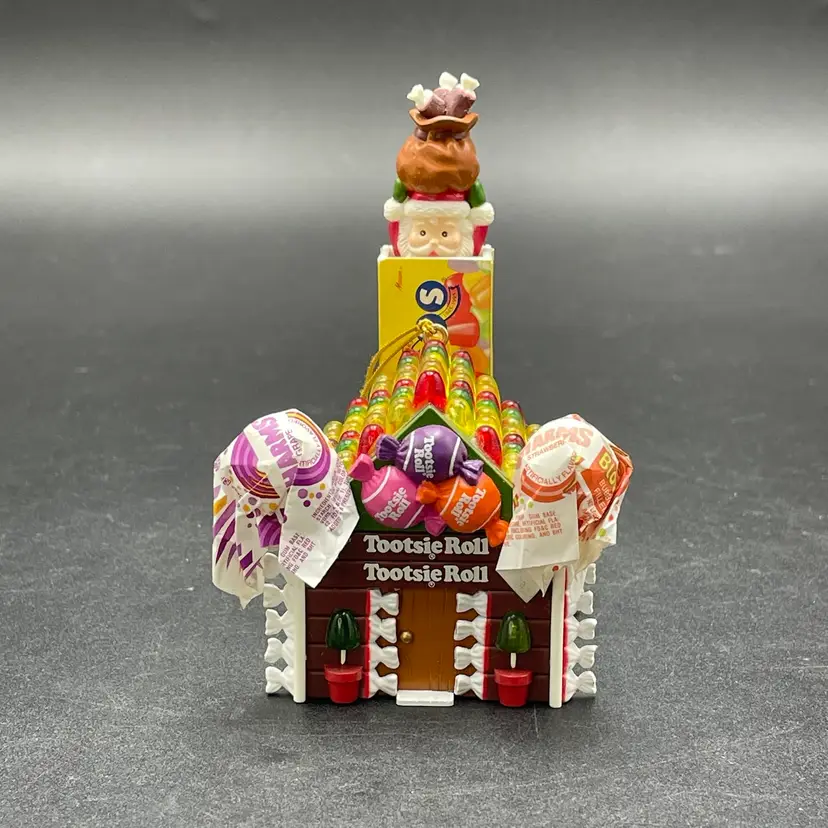 Tootsie Roll Candy House Christmas Ornament Vintage Santa Dots Charms Suckers