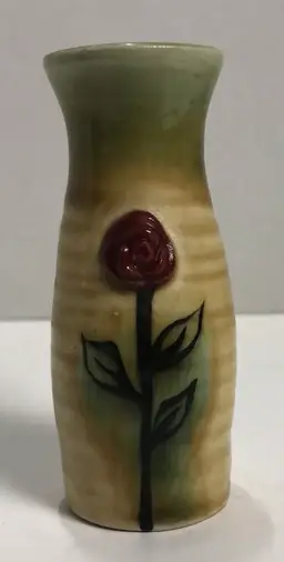 Vintage Studio Art Pottery Mini Rose Vase Signed