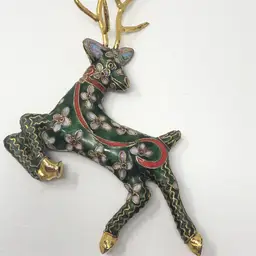 Cloisonne Christmas Deer Ornament