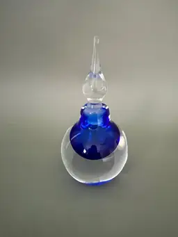 Vandermark Art Glass Round Cobalt Blue Perfume Bottle-Signed Numbered
