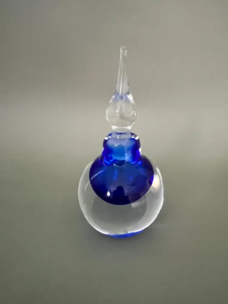 Vandermark Art Glass Round Cobalt Blue Perfume Bottle-Signed Numbered