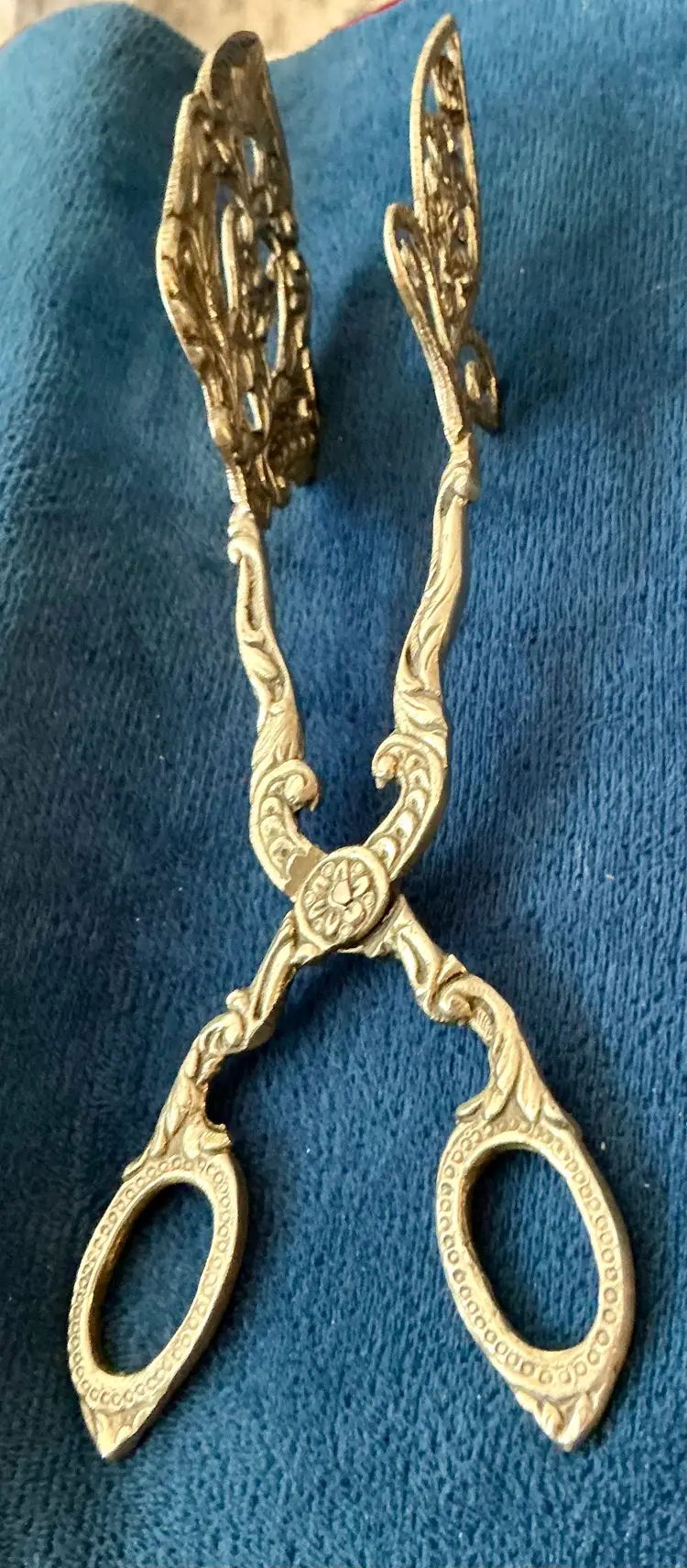 Antique Ornate Silver-Plate Dinner Serving Tongs, Squirrel & Acorns, Italy