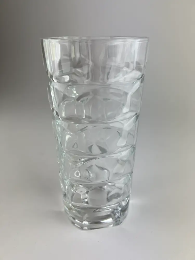 1980's French Faceted Triangular Lady Victoria Crystal Vase Labeled