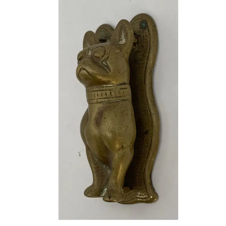 Brass French Bulldog Door Knocker 4” Long