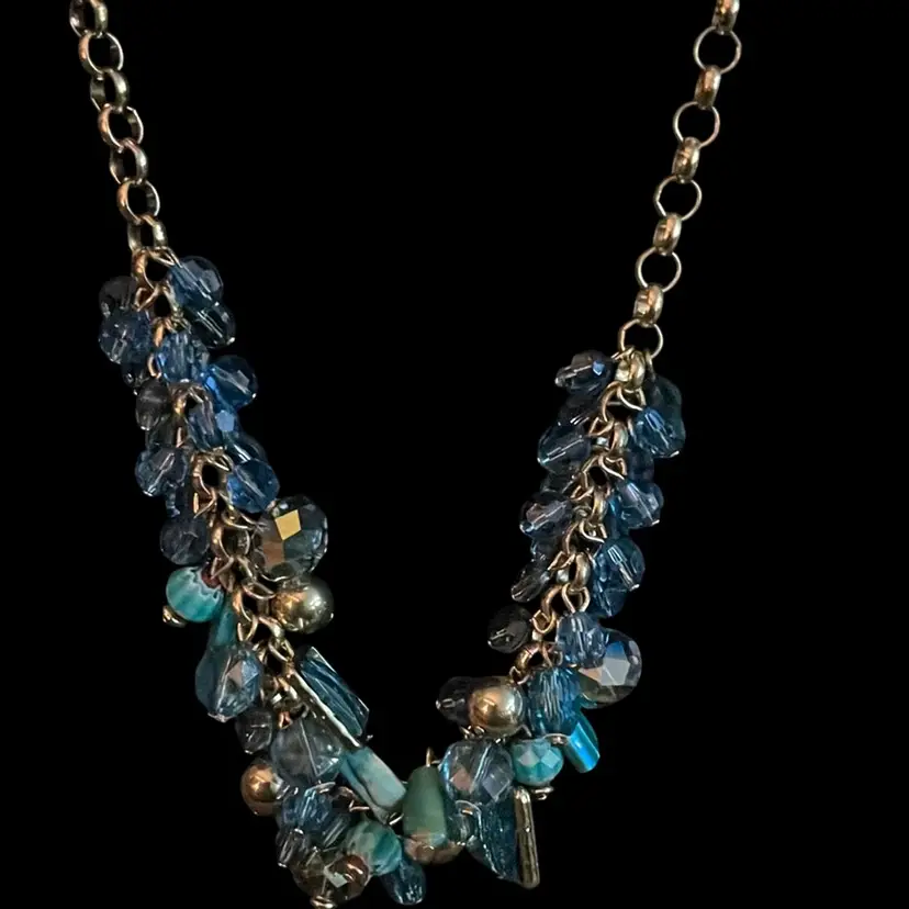 Metal, Faceted Glass Beaded Goldtone Necklace With Extendable Lobster Clasp