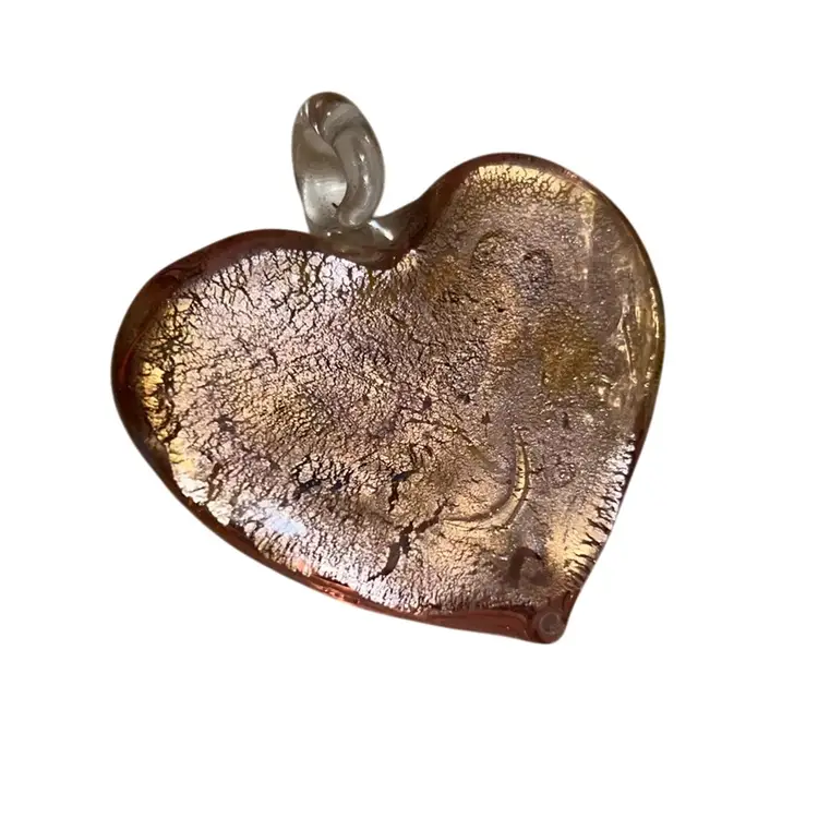 Large Handblown Heart Pendant UV Glow 2”