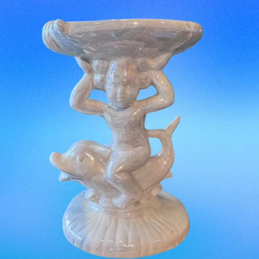 70s Holland Mold Cherub Riding A Dolphin Soap Or Trinket Dish