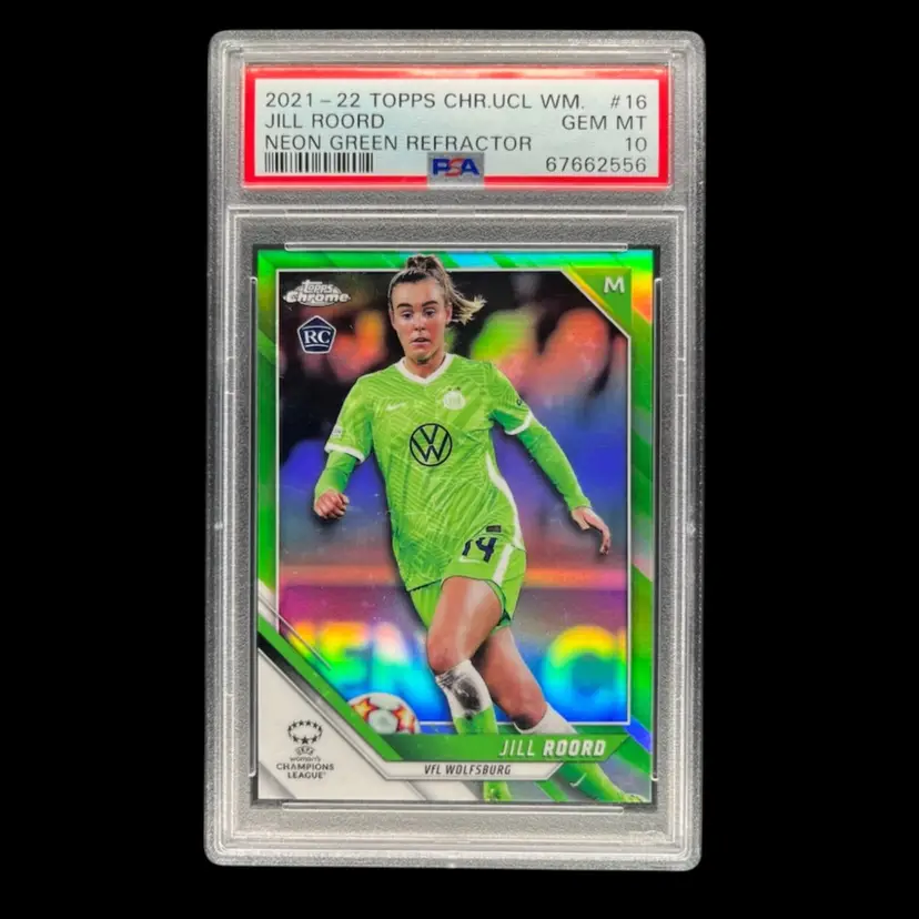 Jill Roord 2021/22 Topps Chrome UWCL Neon Green /99 PSA 10 Soccer Card