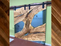 Live Edge Epoxy River Barn Door | Custom Made in CT USA