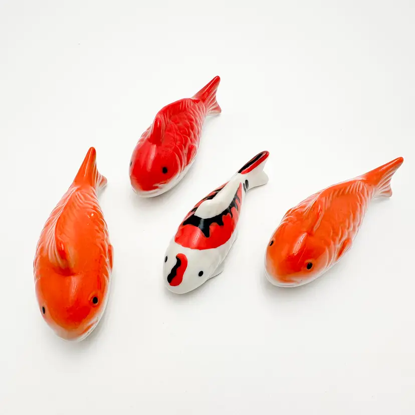 Ceramic Koi Fish Figurines Set of 4 China 4-4.5"L 1.5"W B25