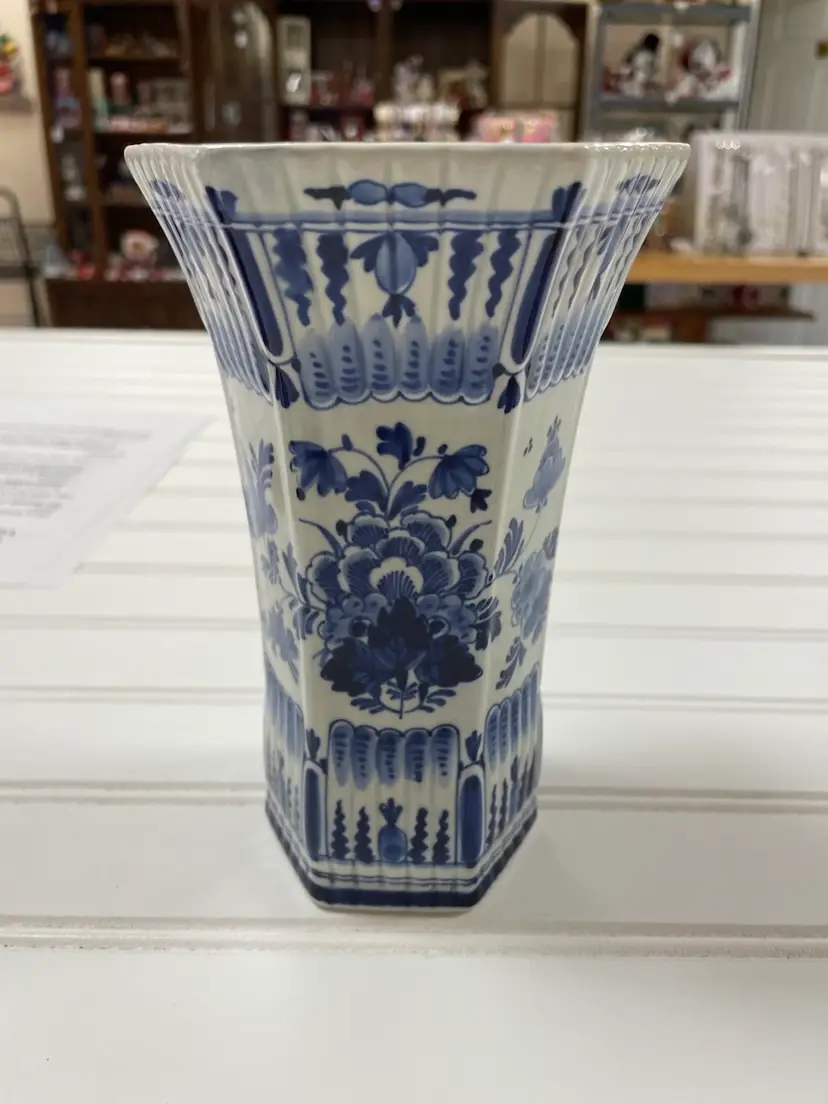 Delft Holland De Porceleyne Fles Handpainted Blue Bud Vase Flowers
