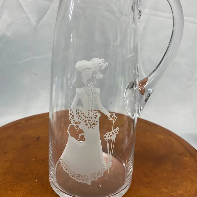 Glass Pitcher With Lady