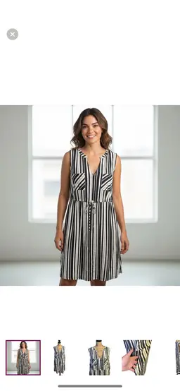 Torrid Striped Navy and White Sleeveless Belted Dress with pockets