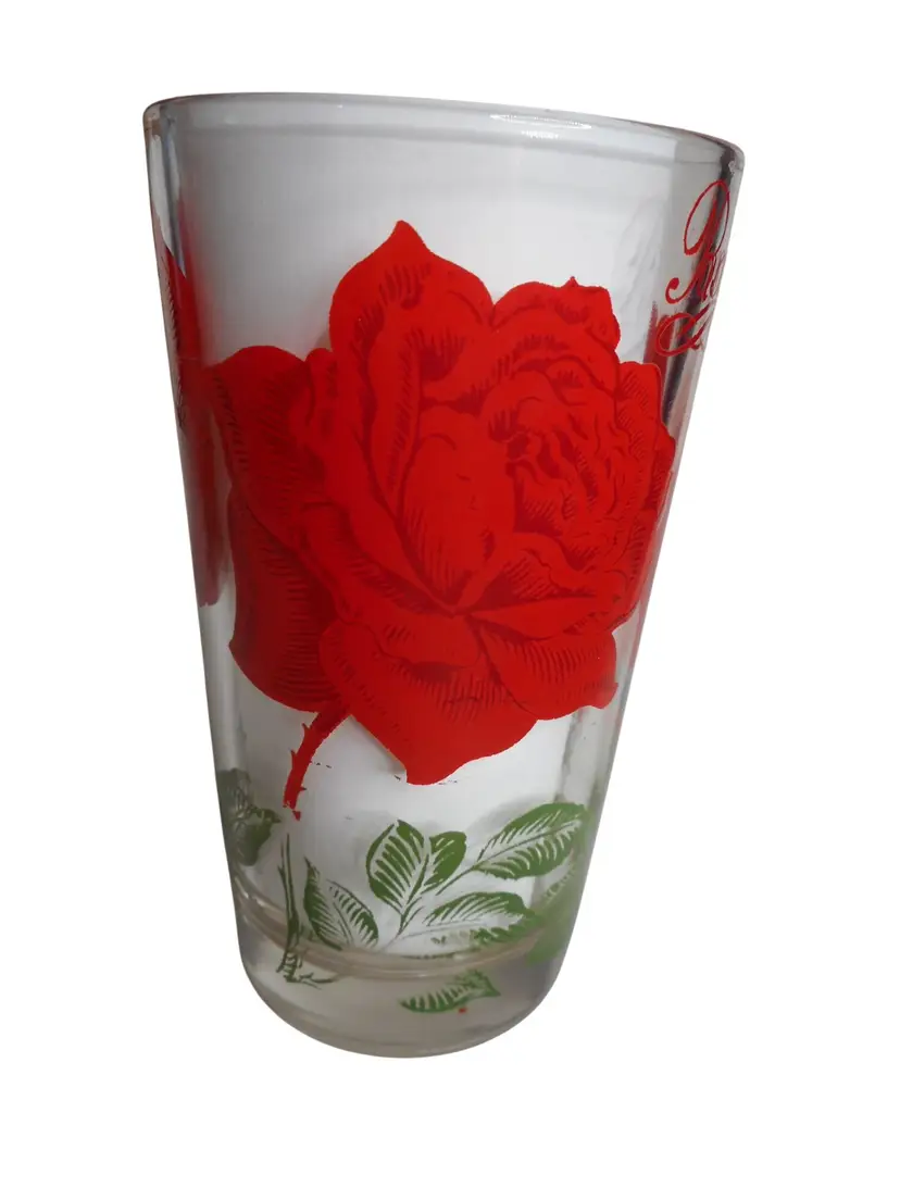 MCM Boscul Peanut Butter Drinking Juice Glass Tumbler Red Rose Estate 5" #3