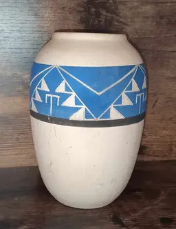 Native American Vase 1980 Beautiful Blue Color