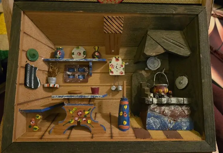 Vintage Shadow Box Folk Art Kitchen Italy