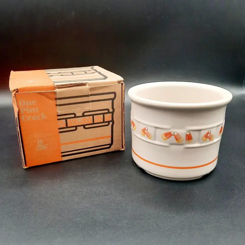 Vintage Longaberger Candy Corn Crock Halloween 1 Pint 1999