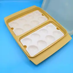 Vintage Tupperware Deviled Egg Tray Keeper Container Harvest Gold 723-2