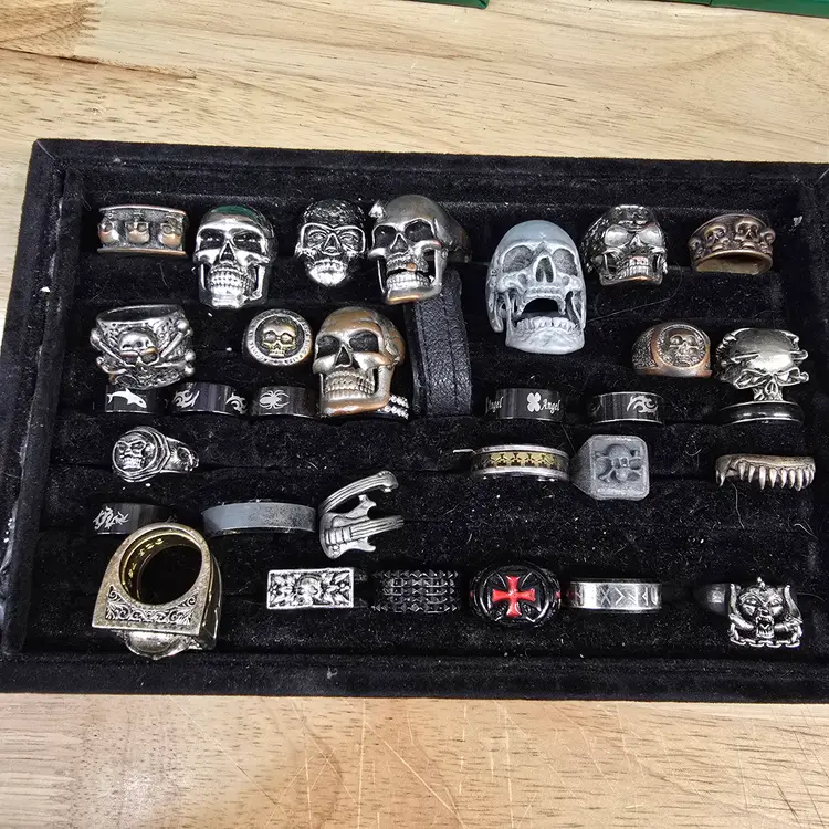 LOT of Motorcycle Biker Skull Rings for resale
