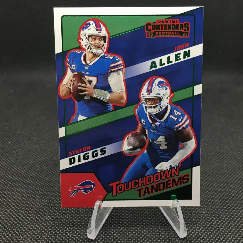 Josh Allen / Stefon Diggs 2022 Panini Contenders Touchdown Tandems Green #TDT-BUF - Buffalo Bills
