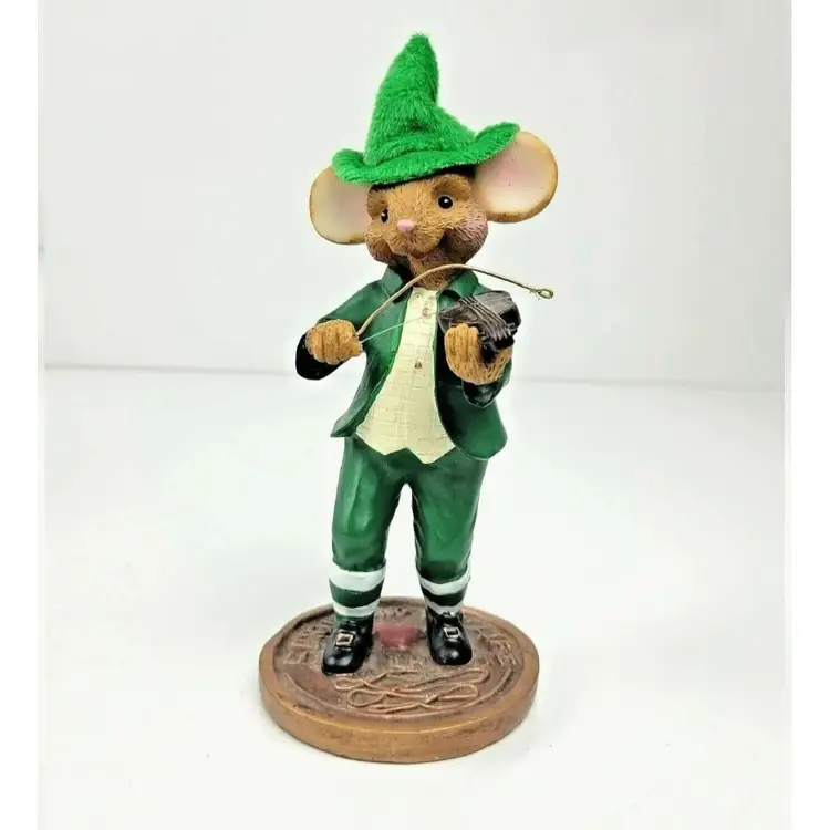 Anthropomorphic Mouse Playing Violin Fiddle Bringing Yout Lie Luv Irish Figurine