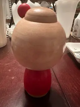 Japanese 4" Kokeshi Wooden Doll Floral Carved Flowers Japan