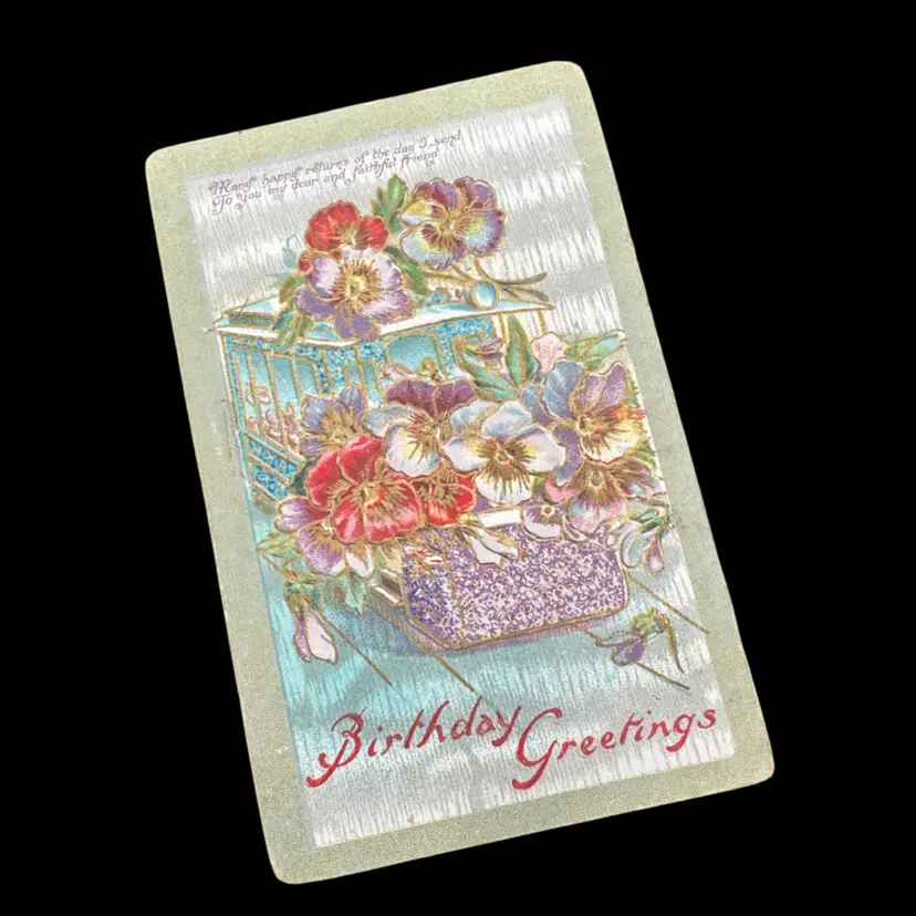 Beautiful Bold Color Floral Embossed Antique Postcard, Unused, Printed In Germany