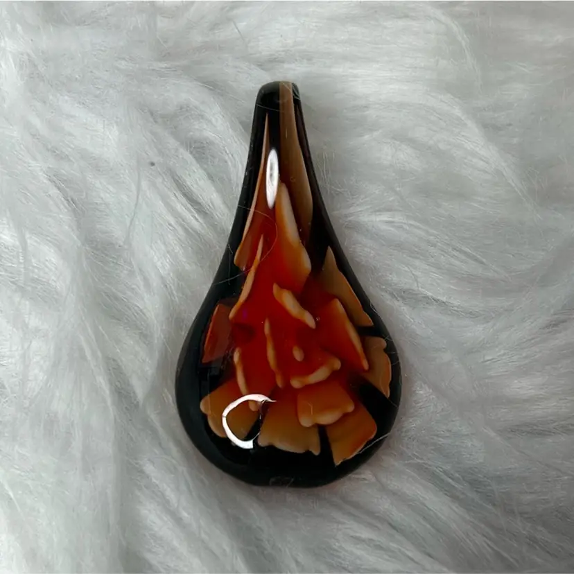 Orange Flower Glass Pendant